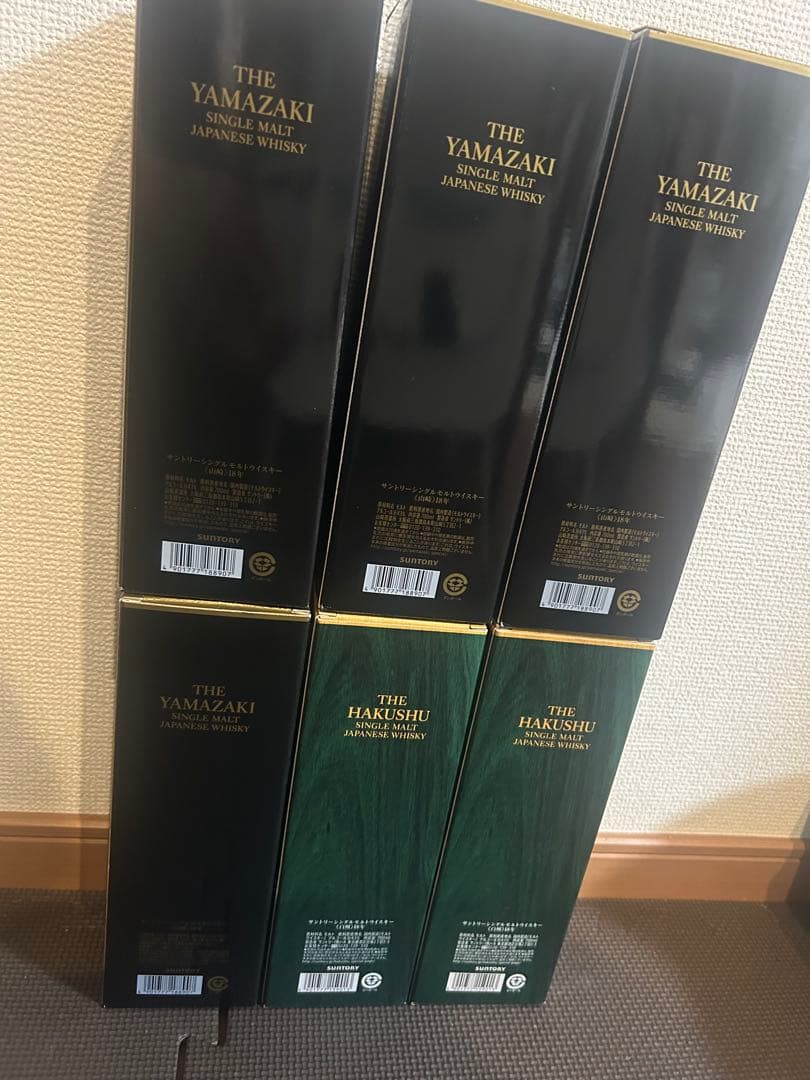 山崎18年空瓶４本白州18年空瓶２本 カートン、段ボールセット