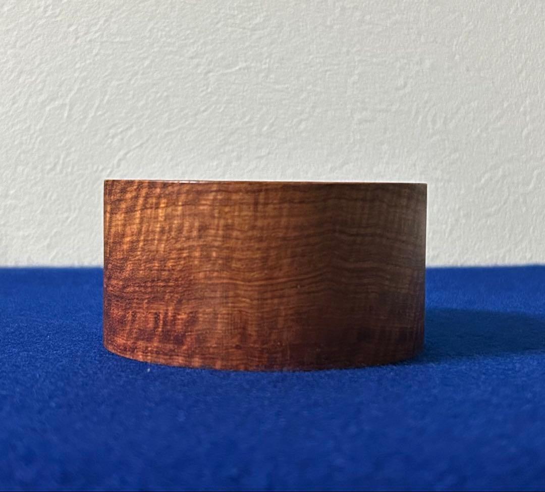 田中鱗水 木彫 フックソーサー 小物置き カリン 花梨 熊の足跡 直径8.8cm