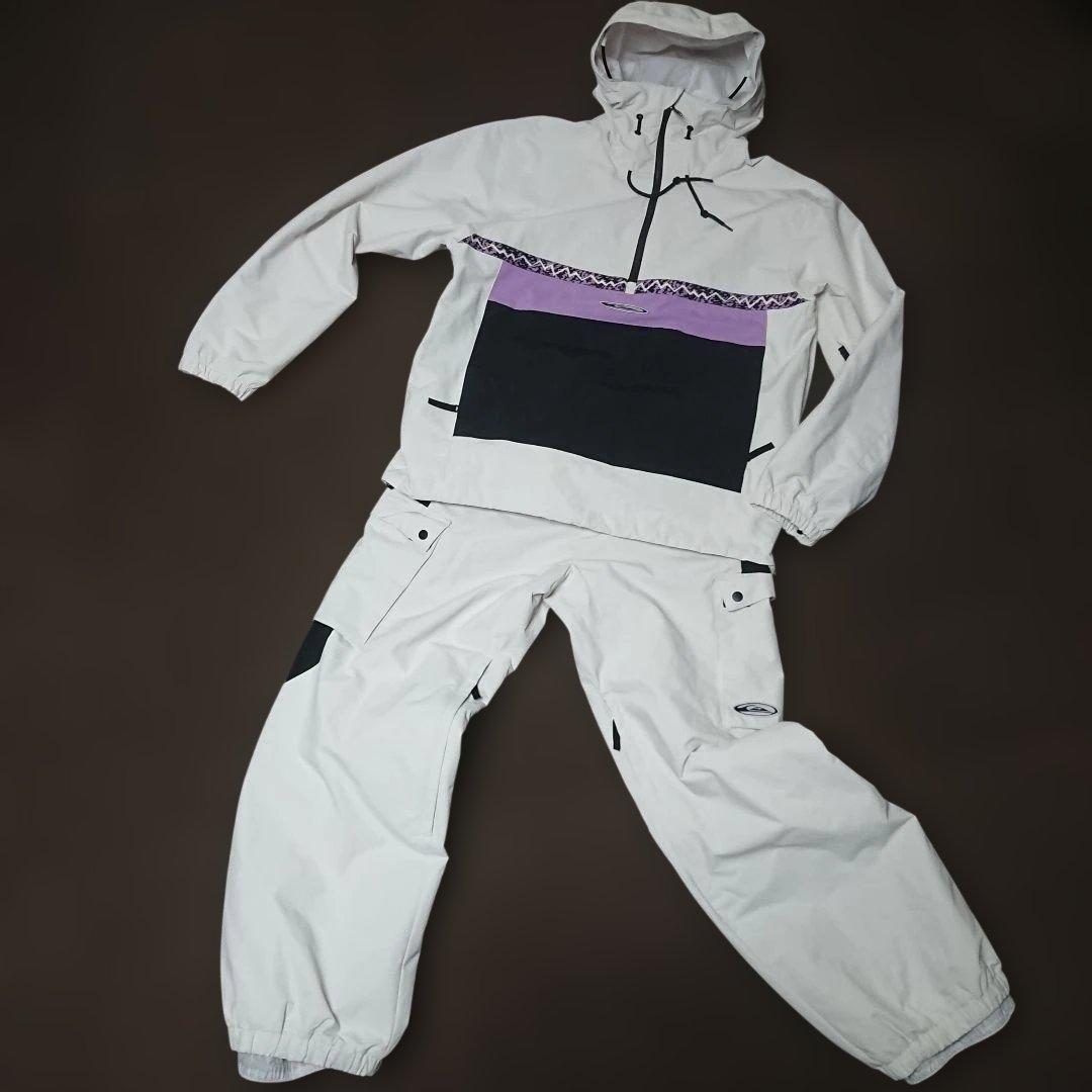 送料無料【QUIKSILVER】HIGH ALTITUDE ホワイトスノボ上下