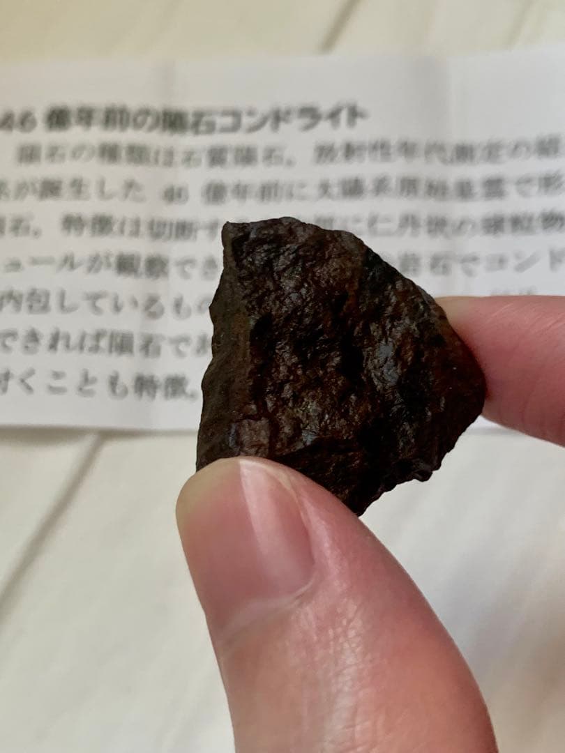世界最古の石　46億年前の隕石コンドライト　太陽系最古の隕石　石質隕石　鉄隕石