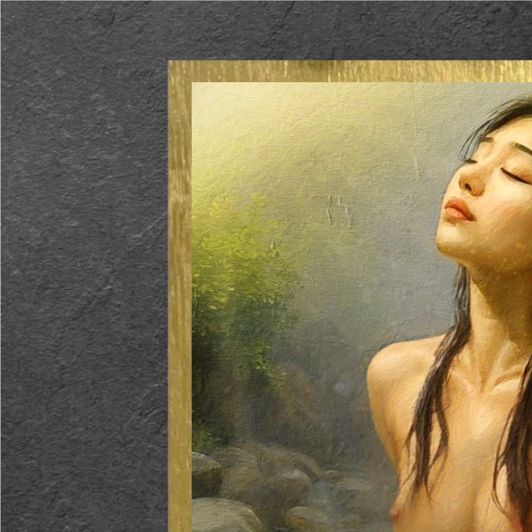 自然と美しい女性の肉体美を取り入れた絵画作品・油絵風アート作品