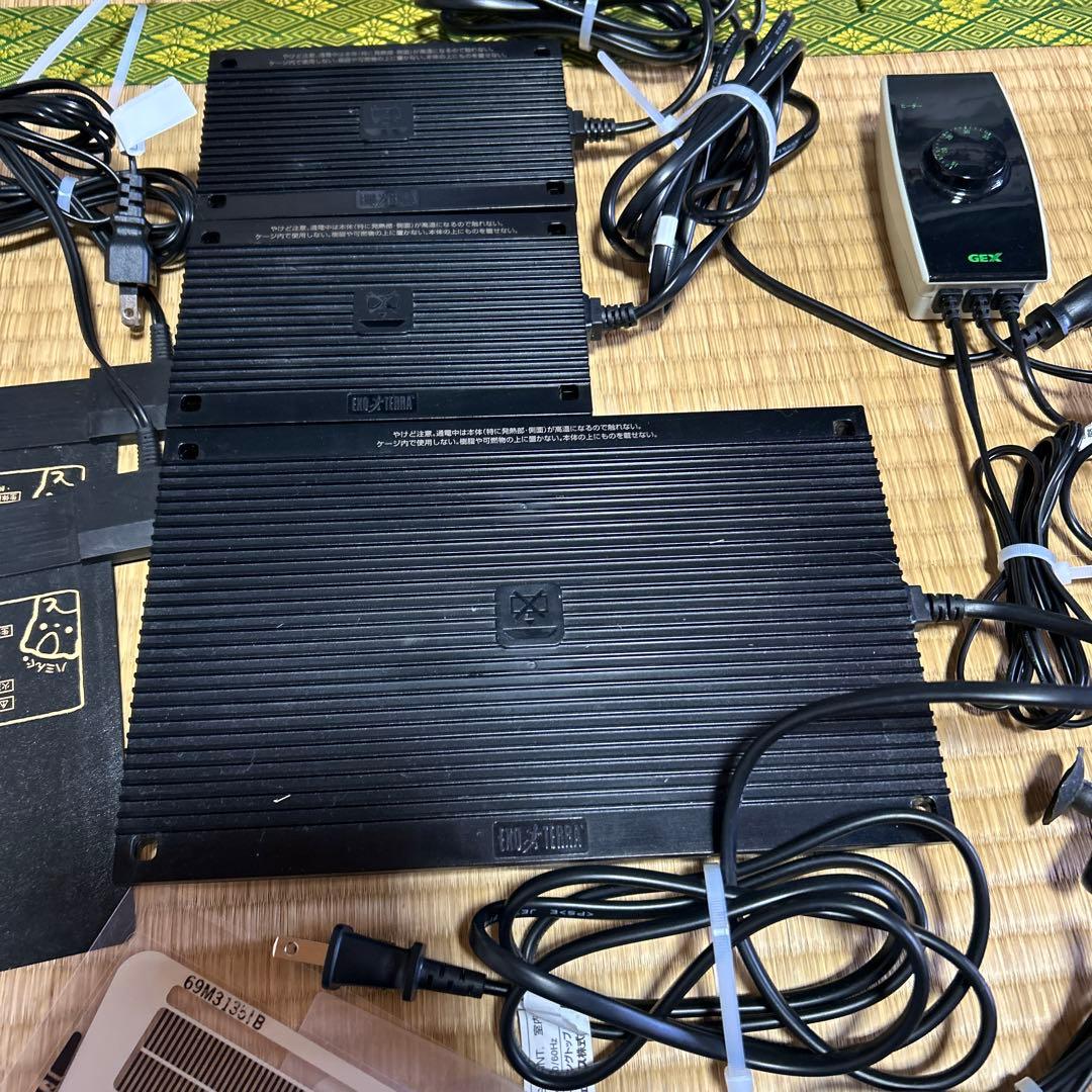 爬虫類、小動物用のヒーター ＆サーモスタット＆パネルヒーターセット　まとめ売り