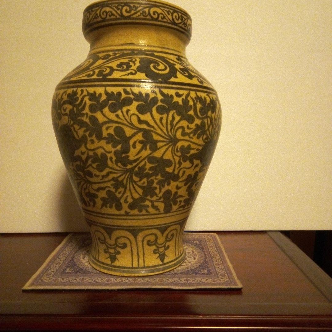 南海古陶器　スコータイ鉄絵　カロン壺　花瓶