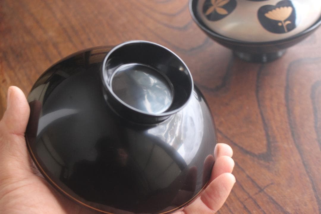 デッドストック！極上銀地に優美な四君子蒔絵の映えるお椀2点（検輪島塗蒔絵椀煮物椀