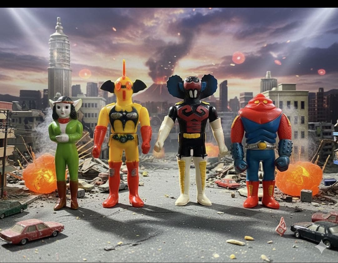 当時物 アクマイザー3 ソフビ 4体 ザビタン・ガブラ・イビル・ダルニヤ美品