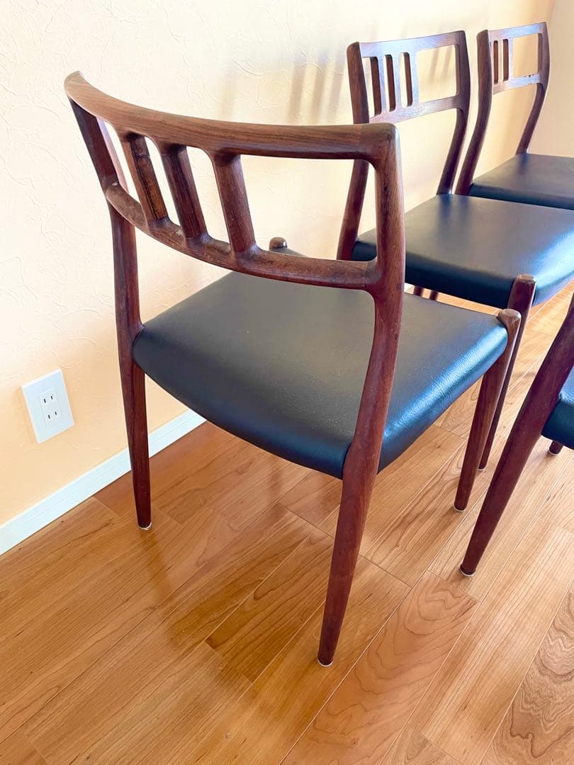 ダイニングチェア4脚　デンマークニールス・モラー チーク材 椅子　大塚家具リペア