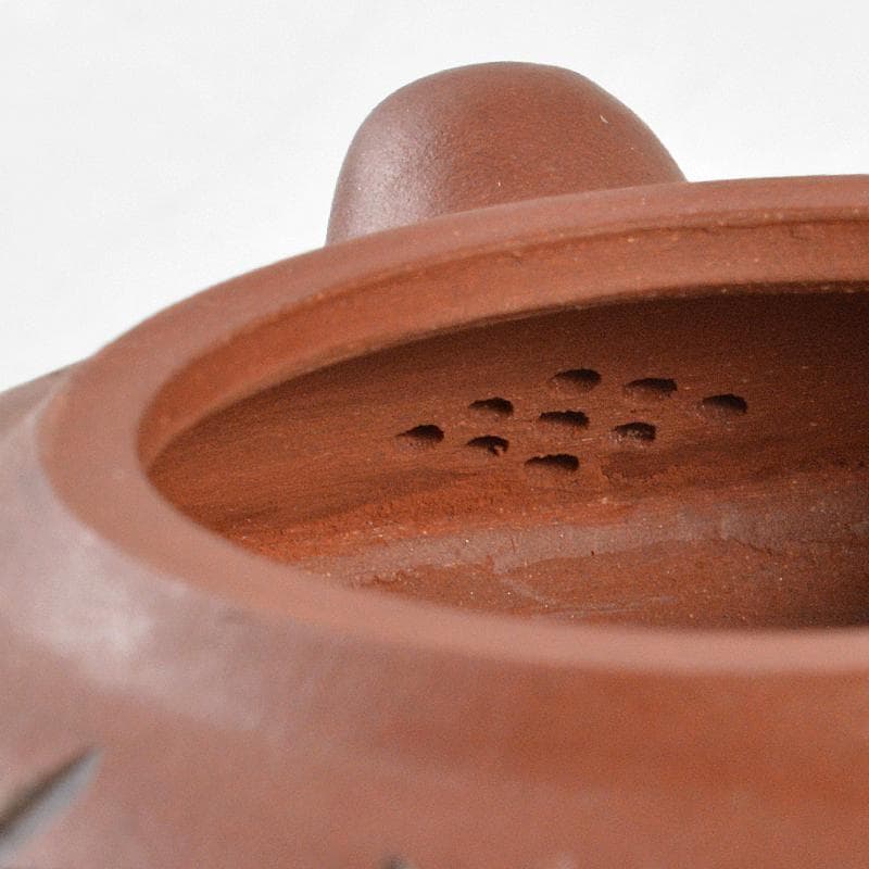 中国　荊渓恵孟臣製　 紫砂　朱泥　漢詩竹文　急須　茶壷　M　R5858