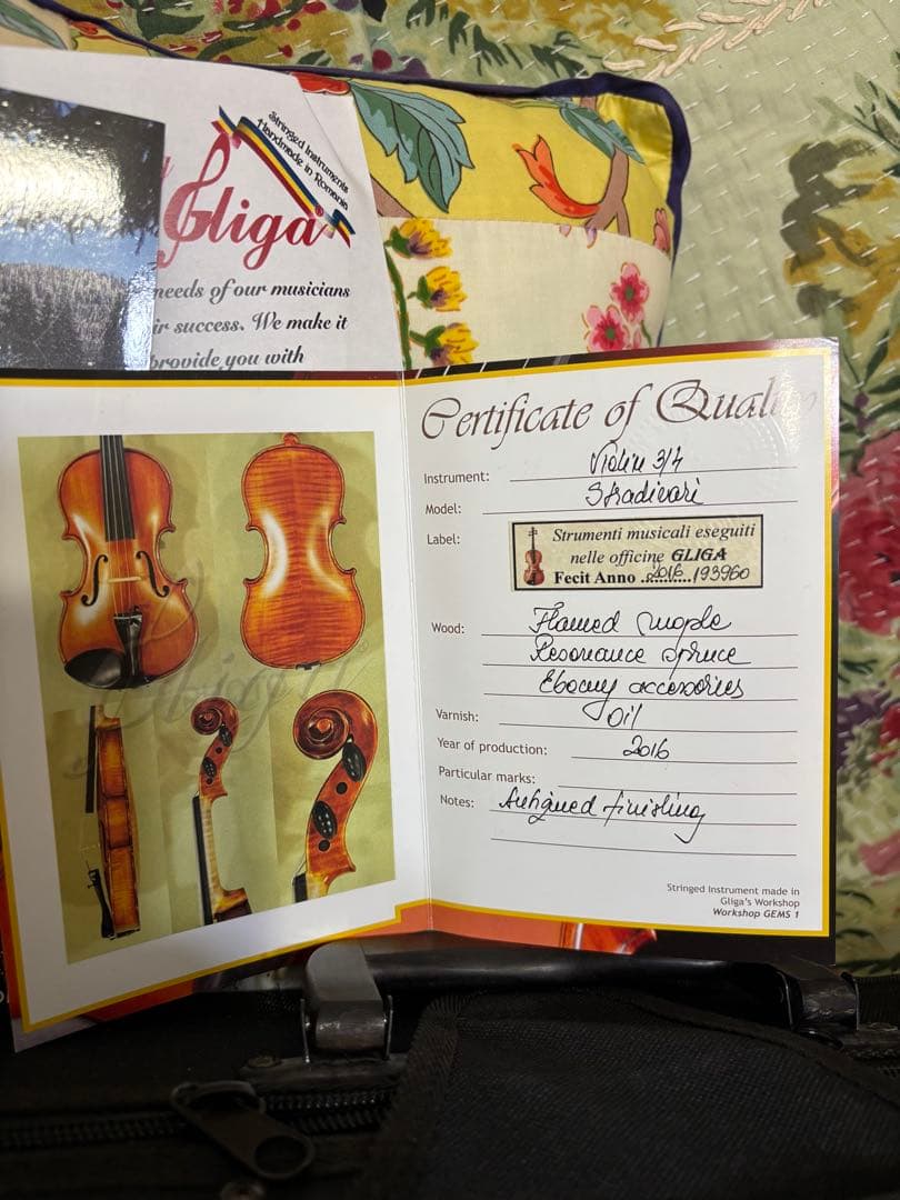 【良響】 グリガ Gliga バイオリン 3/4 付属品セット