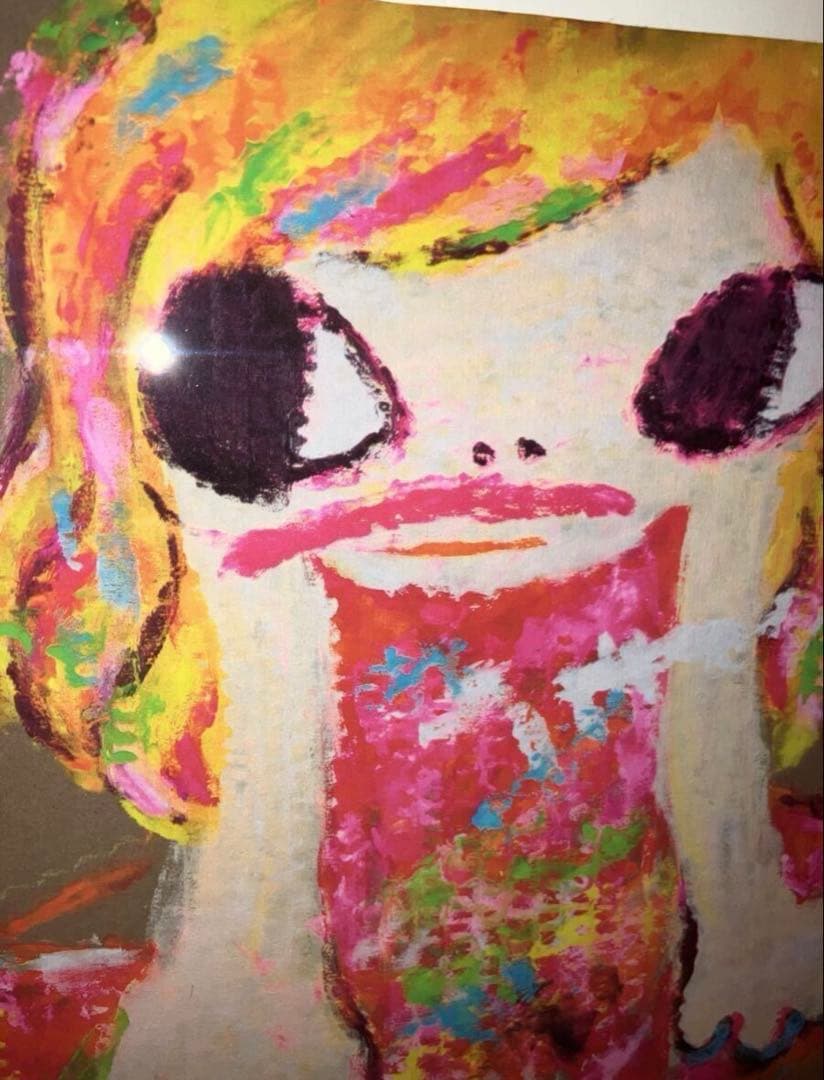 手描き ロッカクアヤコ ダンボール 特大アート作品　額装済み　模写