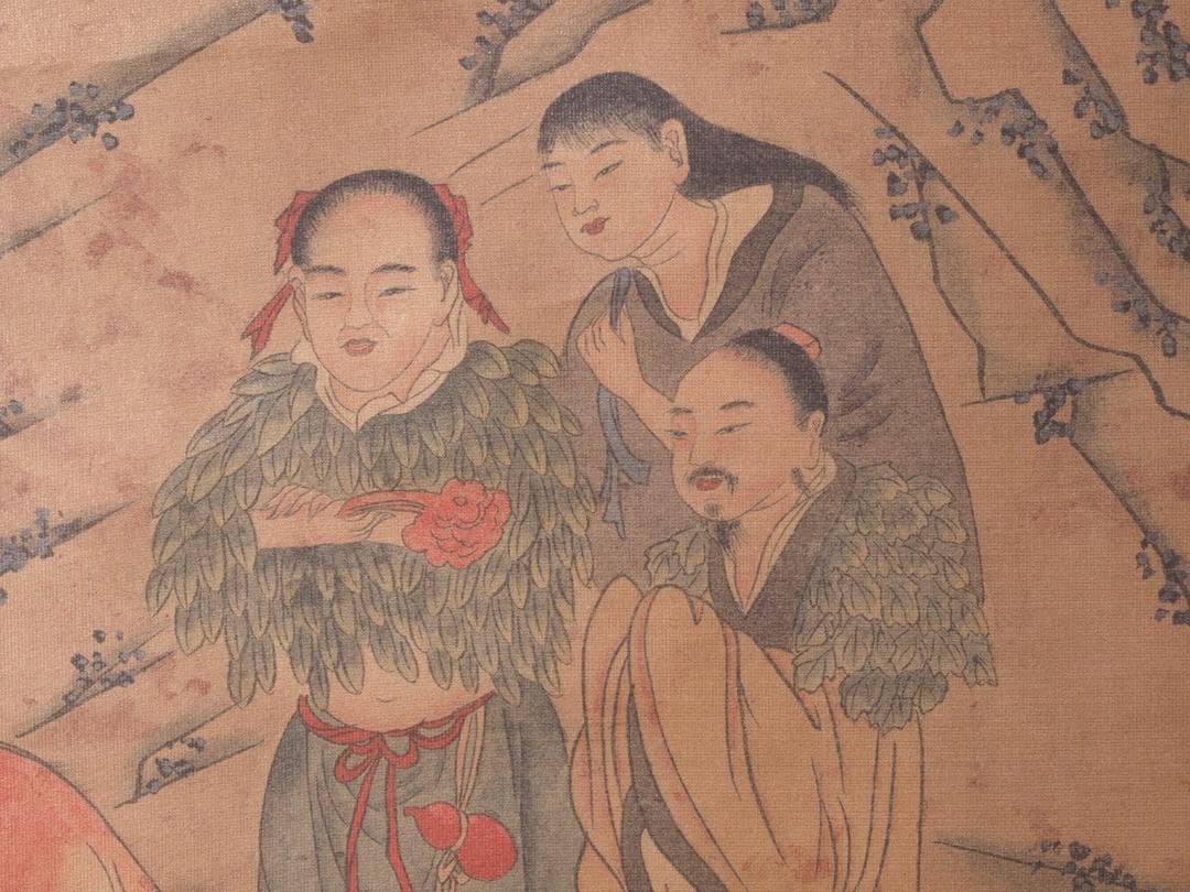 【骨董掛け軸】山水人物図 韓 滉作 肉筆保證 掛け軸 AK619A12-2