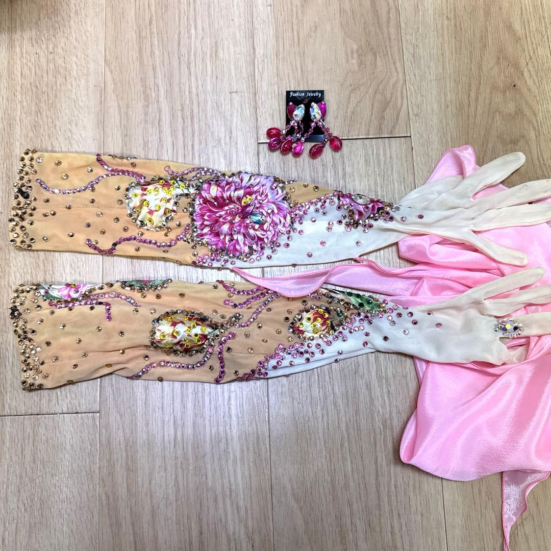 6320★Mピンク ヒョウ柄 花柄 スタンダードドレス 社交ダンス