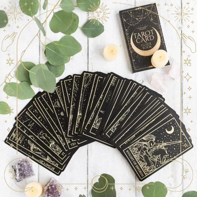 【正規品タロットカード】金縁✨シックで豪華✨神秘的な水晶のゴールド＆黒のデッキ