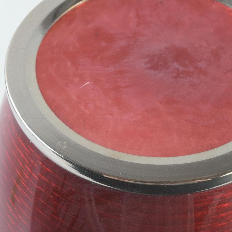 七宝焼　安藤七宝店　赤透釉　花文　花瓶　敷板・箱付　V　9279