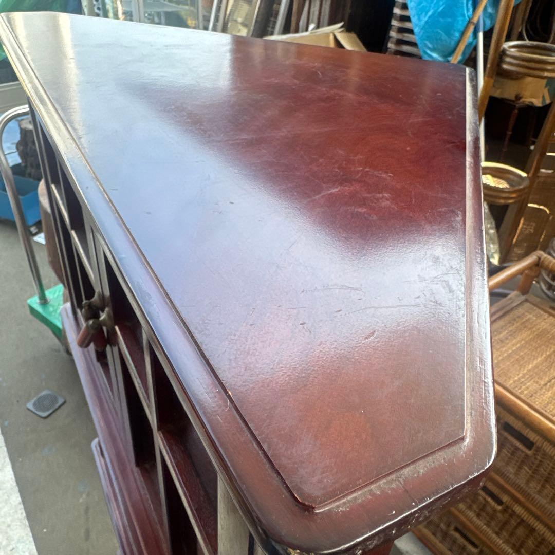 アンティーク　木製キャビネット 2段式 ガラス扉付き