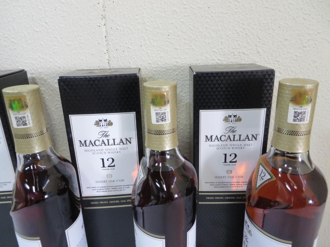 未開栓マッカラン12年 シェリーオークカスク700ml×3本セット箱付き