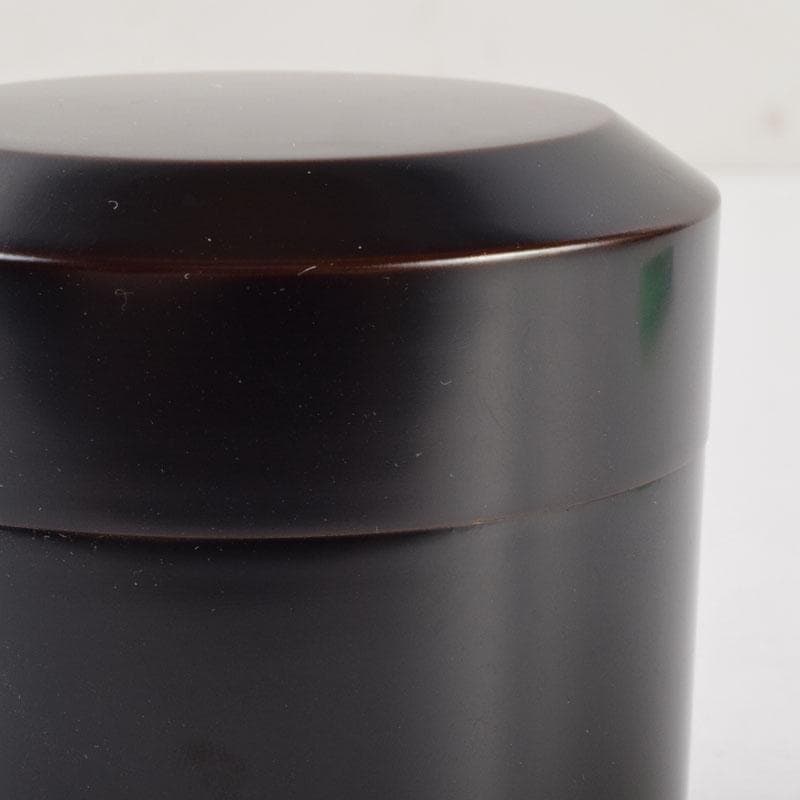 茶道具　塗師　堅地屋清兵衛作　利休形　黒雪吹　棗　共箱　V　9120