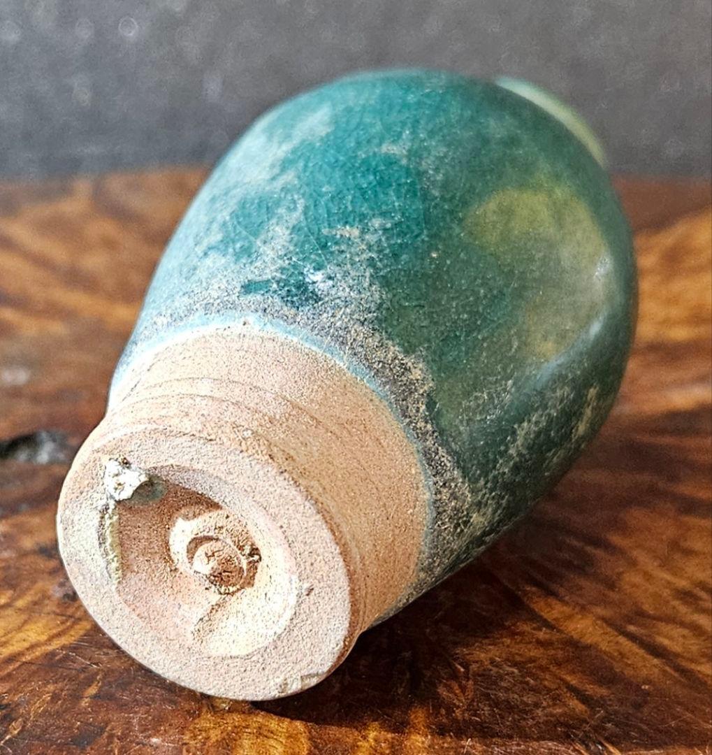 中国古美術　中国古陶磁器　中国古玩　南宋～明朝明代　緑釉　瓢形　小壺　鼻煙壺