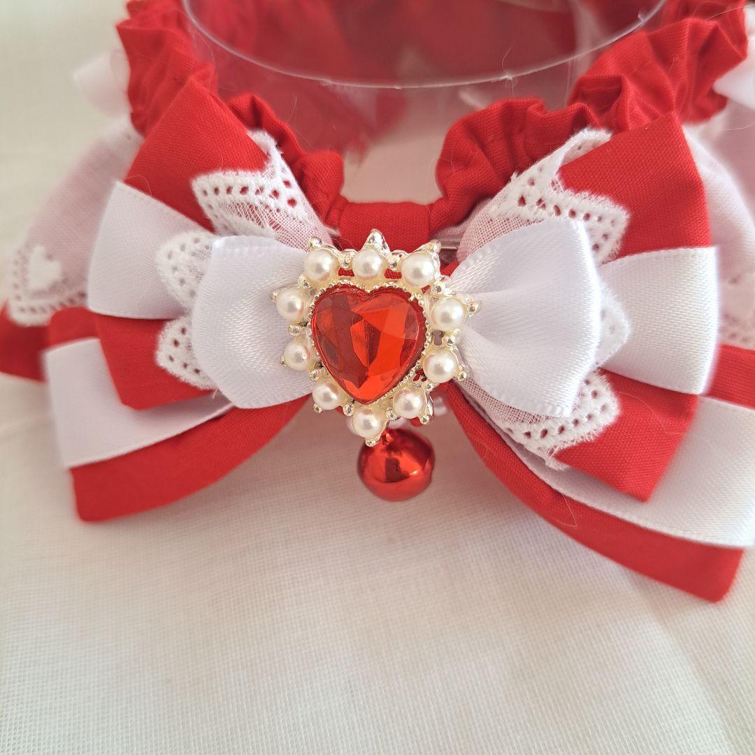 marin☆、幅広シュシュ、バレンタインBOX(赤)わんちゃん猫ちゃん用