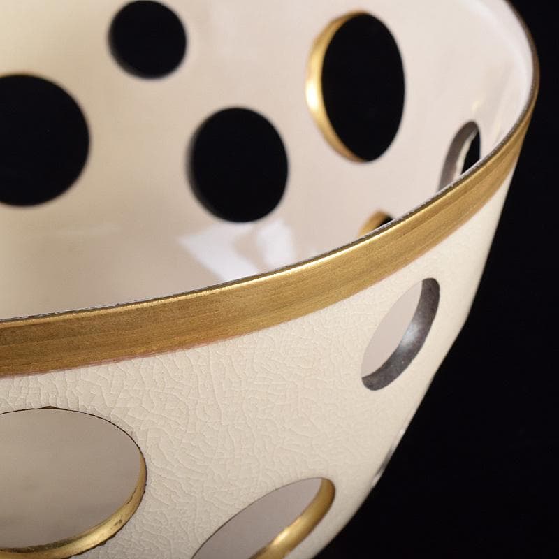 北大路魯山人作　金銀水玉透かし鉢　菓子鉢　共箱　D　R8520