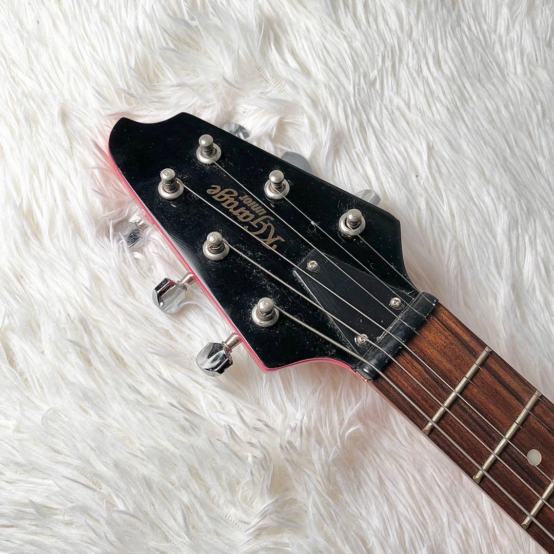 K Garage フライングV ピンク ミニギター 9V電池式