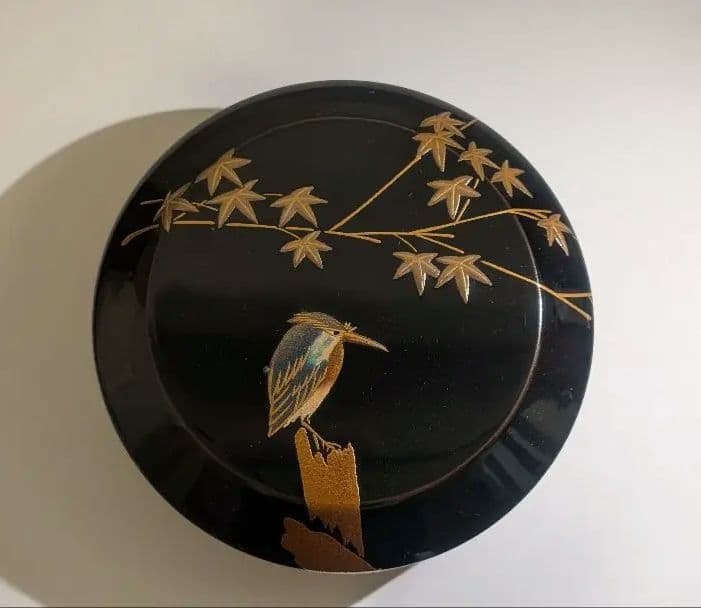 『川蝉蒔絵』吹雪『吉田華正』　輪島塗茶道具　カワセミ翡翠　棗　塗師　共箱共布