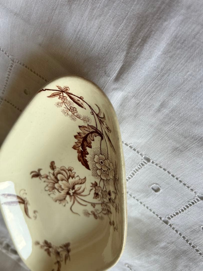 ブラウン　ラヴィエ セピア　ボタニカル　ジャポニズム　　フランス　アンティーク