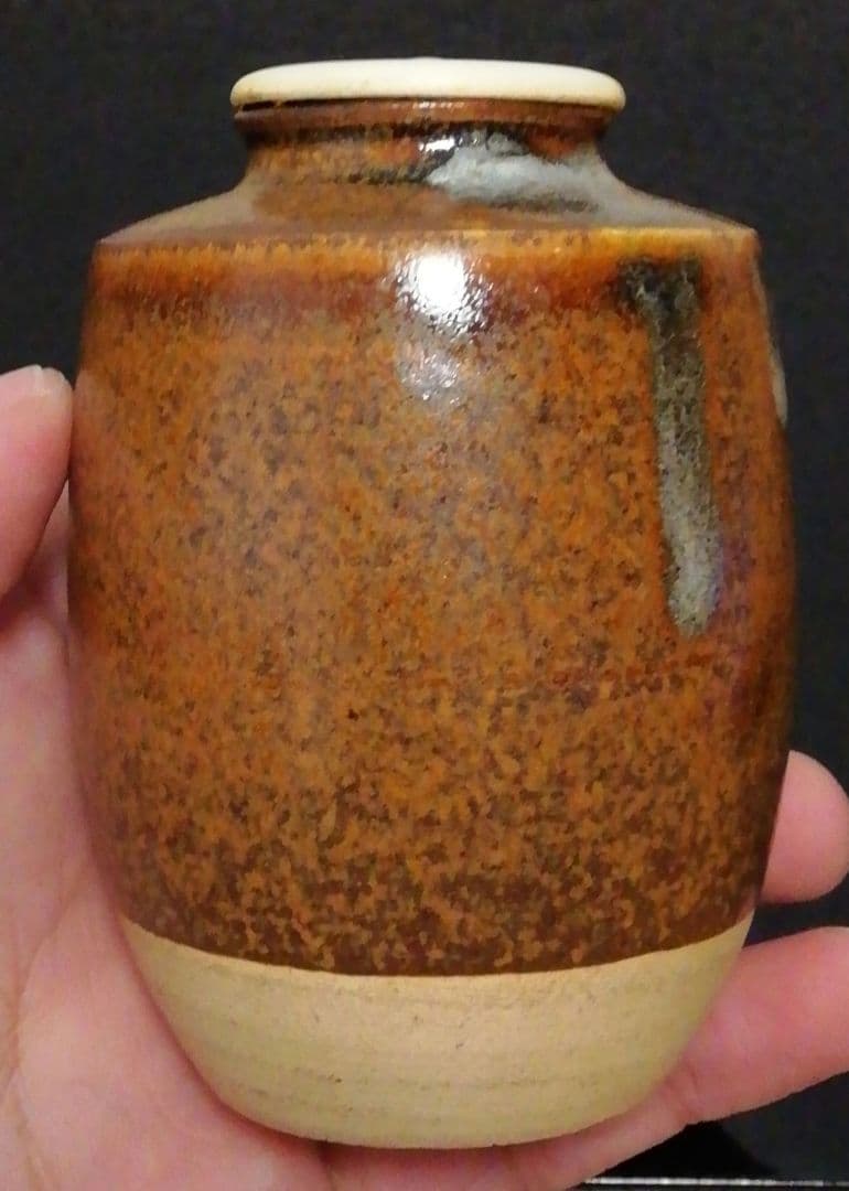 淡々斎書付　佐久間勝山作　松古窯　肩衡　茶入　共箱　仕服付　茶道具