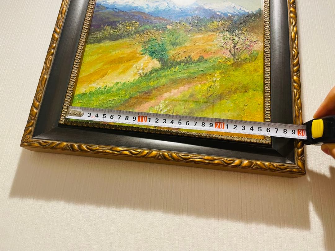 国立秀雄『安曇野山畑』油絵　直筆風景画　裏書サイン　高級額装