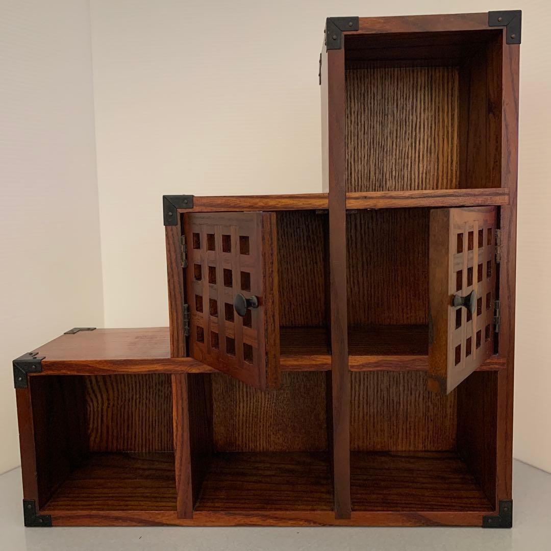 昭和レトロ　木製ミニ階段箪笥　引き出し付き収納ボックス