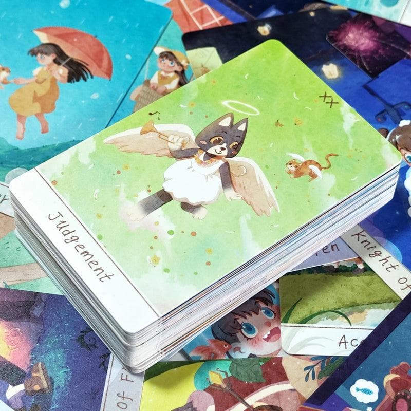 【正規品タロットカード】癒し＆キュート✨少女と猫の物語のデッキ／ポータブル版