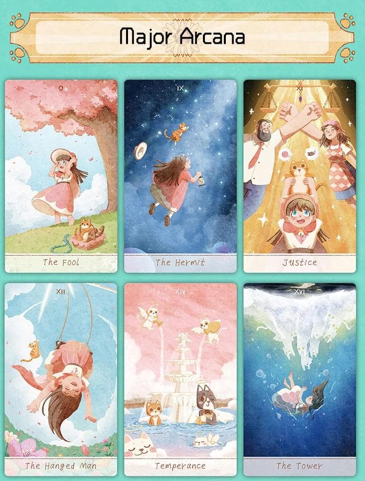 【正規品タロットカード】癒し＆キュート✨少女と猫の物語のデッキ／ポータブル版