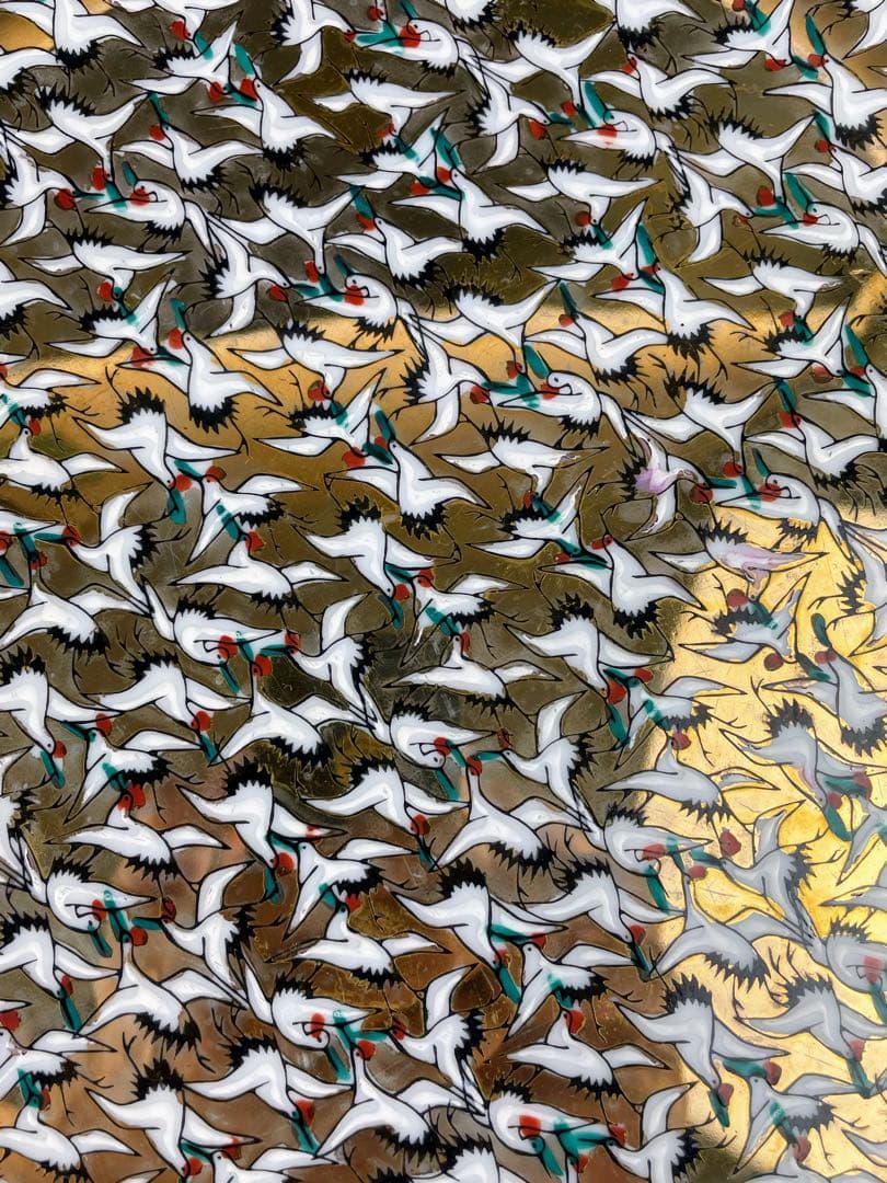 【大型・３１㎝】九谷焼 1000クレーン 鶴 サウザンクレーン 大皿 明治期