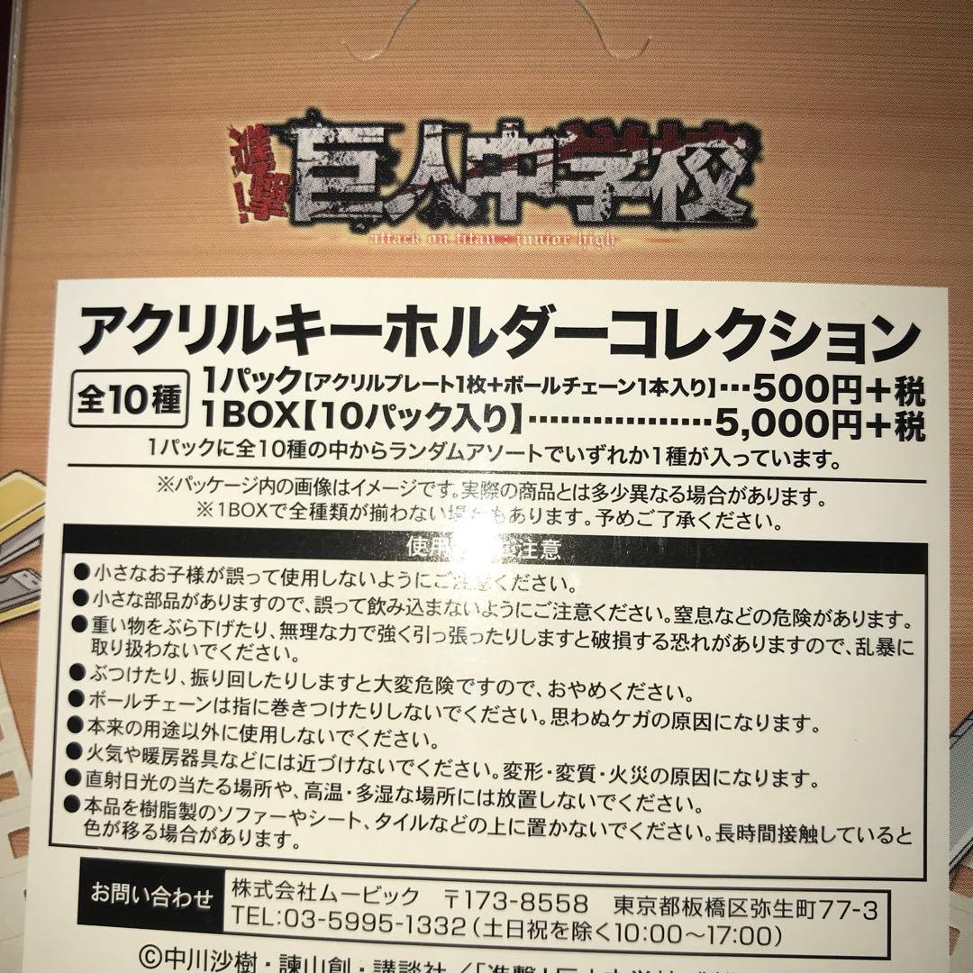 進撃の巨人　巨人中学校　アクリルキーホルダー　リヴァイ　ハンジ　エレン　ミカサ