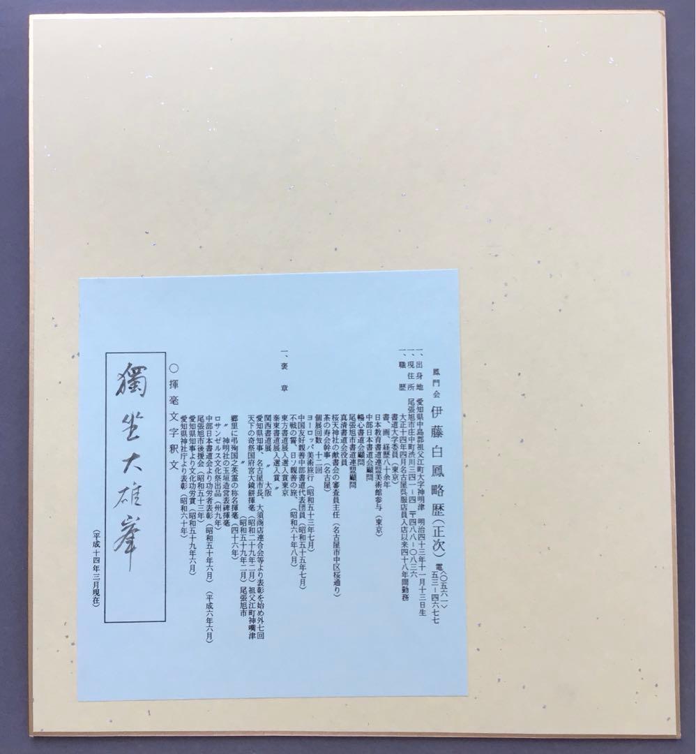 色紙　「獨坐大雄峯」伊藤白鳳作　写　栞　畳紙　配送用袋　S1028SS