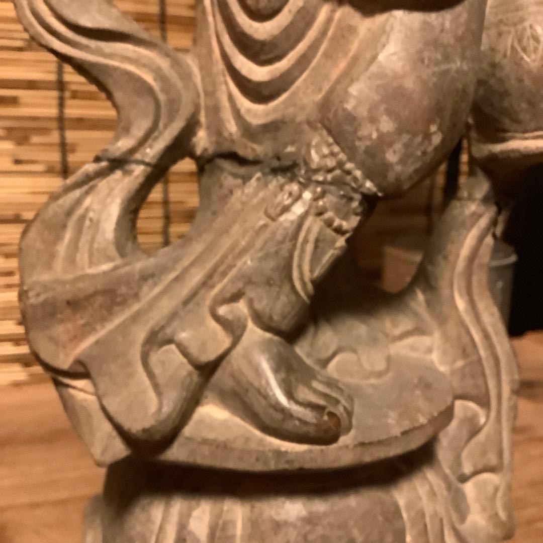 中国・初唐代石仏「水瓶観世音菩薩立像」初唐様式・大乗仏教寺院放出・極上大型