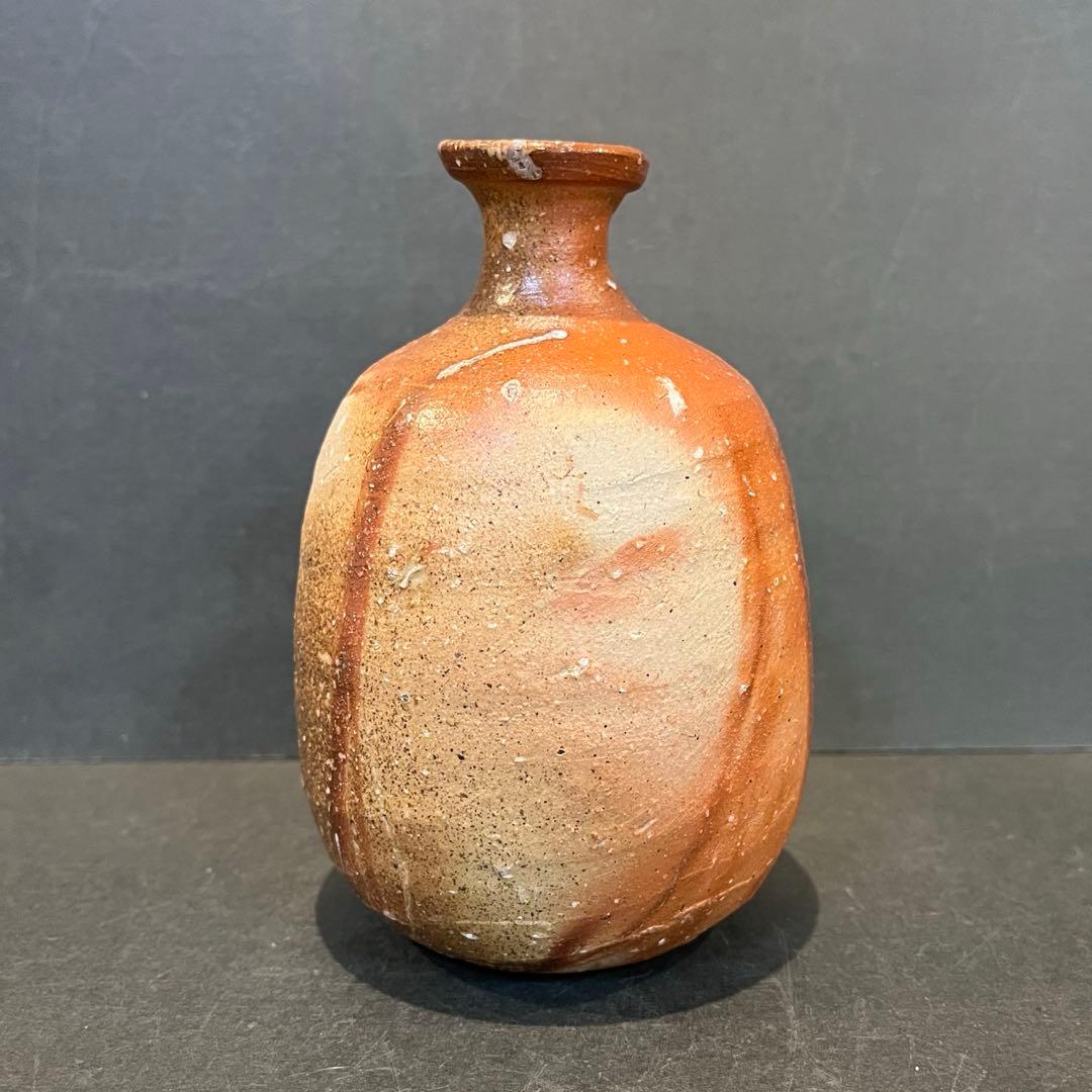 新品　人間国宝　伊勢崎淳　徳利／陶歴共布共箱あり　緋襷　個展購入品