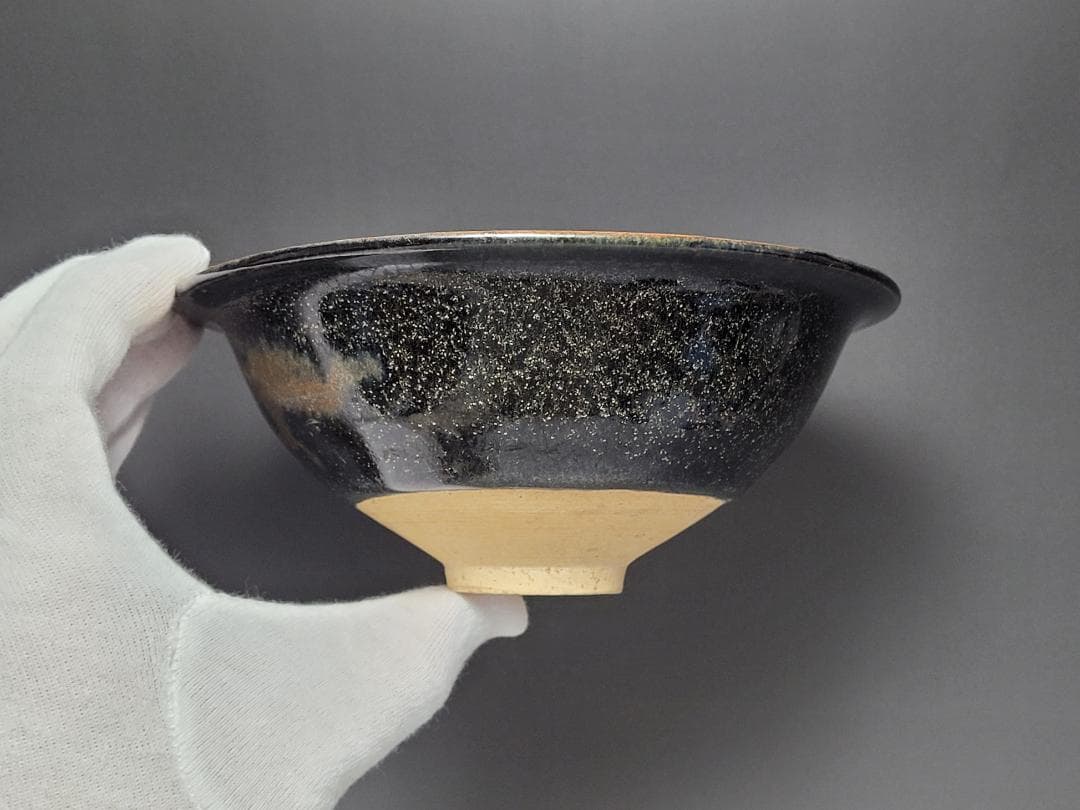 黒釉 窯変紋 茶碗 宋元時代 幅約15.7cm