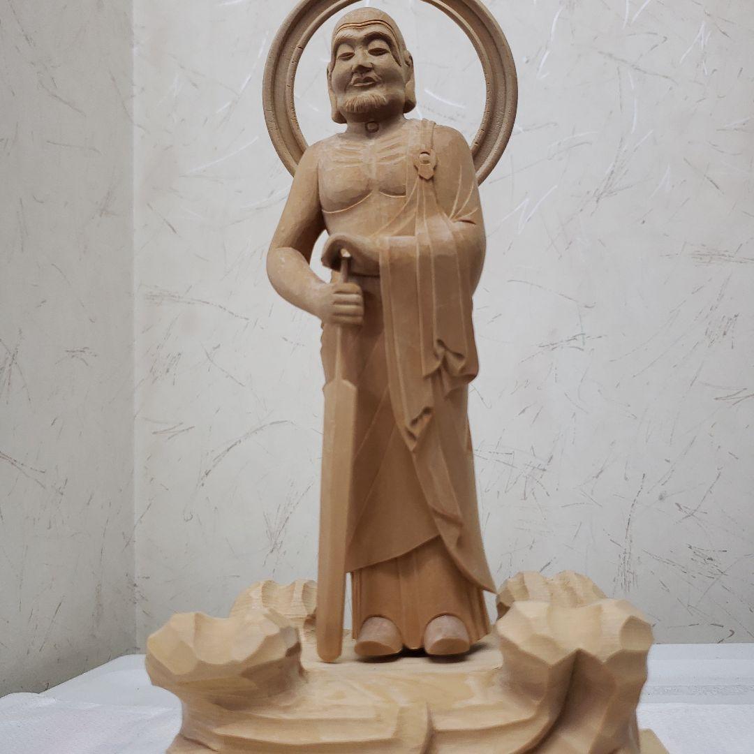 Ｂフライデー蔵出し特価★ヒバ材 跋陀婆羅菩薩像(バッタバラ)6.5寸★約30cm