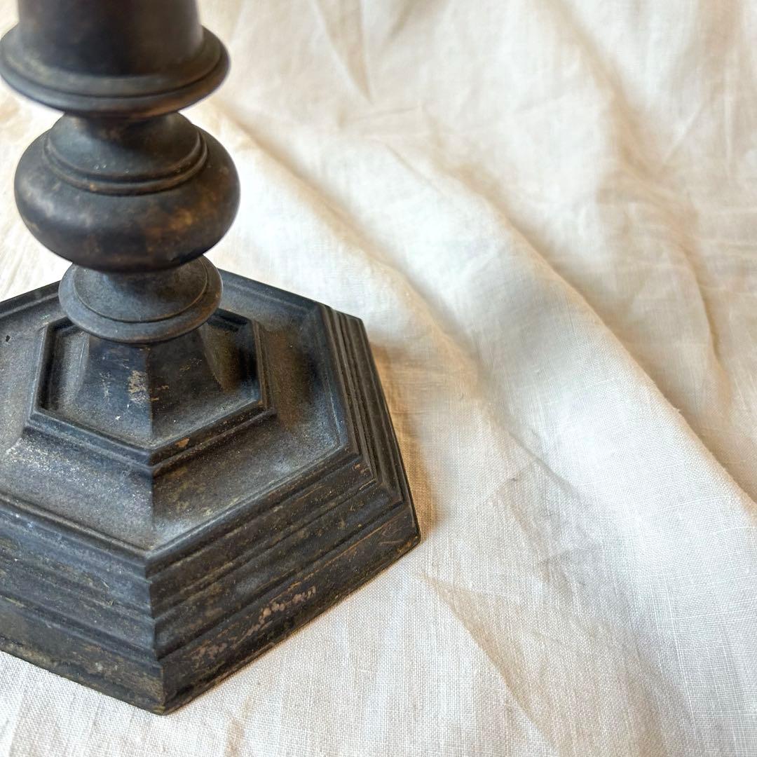 希少　フランスアンティーク 真鍮製 燭台 特大36cm 3つ葉　店舗什器　A