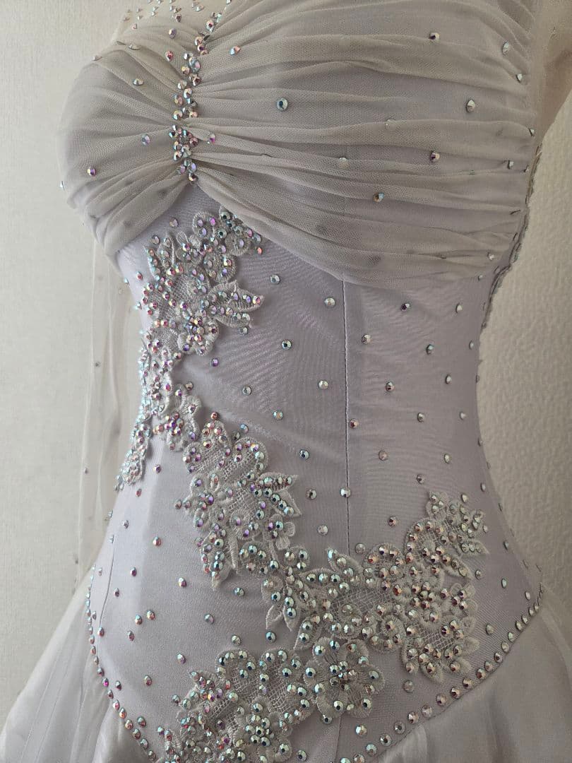 ラテンドレス 社交ダンス ホワイト スワロフスキー