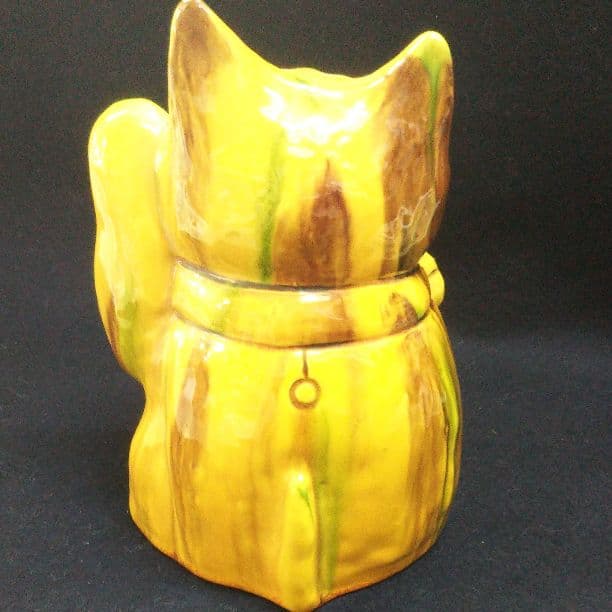 清水焼 猫三彩まねき猫（左手）