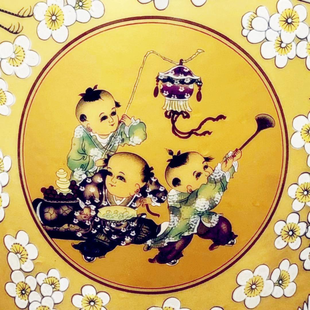 中国古玩唐物 乾隆年製 粉彩色絵金彩 唐子戯図花瓶 高41.5cm 骨董 古美術