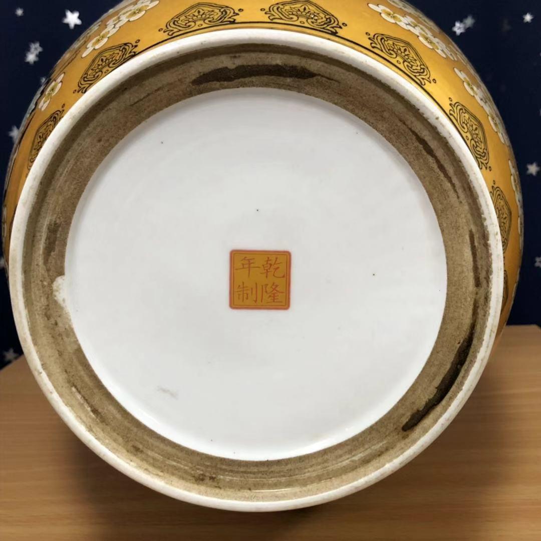 中国古玩唐物 乾隆年製 粉彩色絵金彩 唐子戯図花瓶 高41.5cm 骨董 古美術