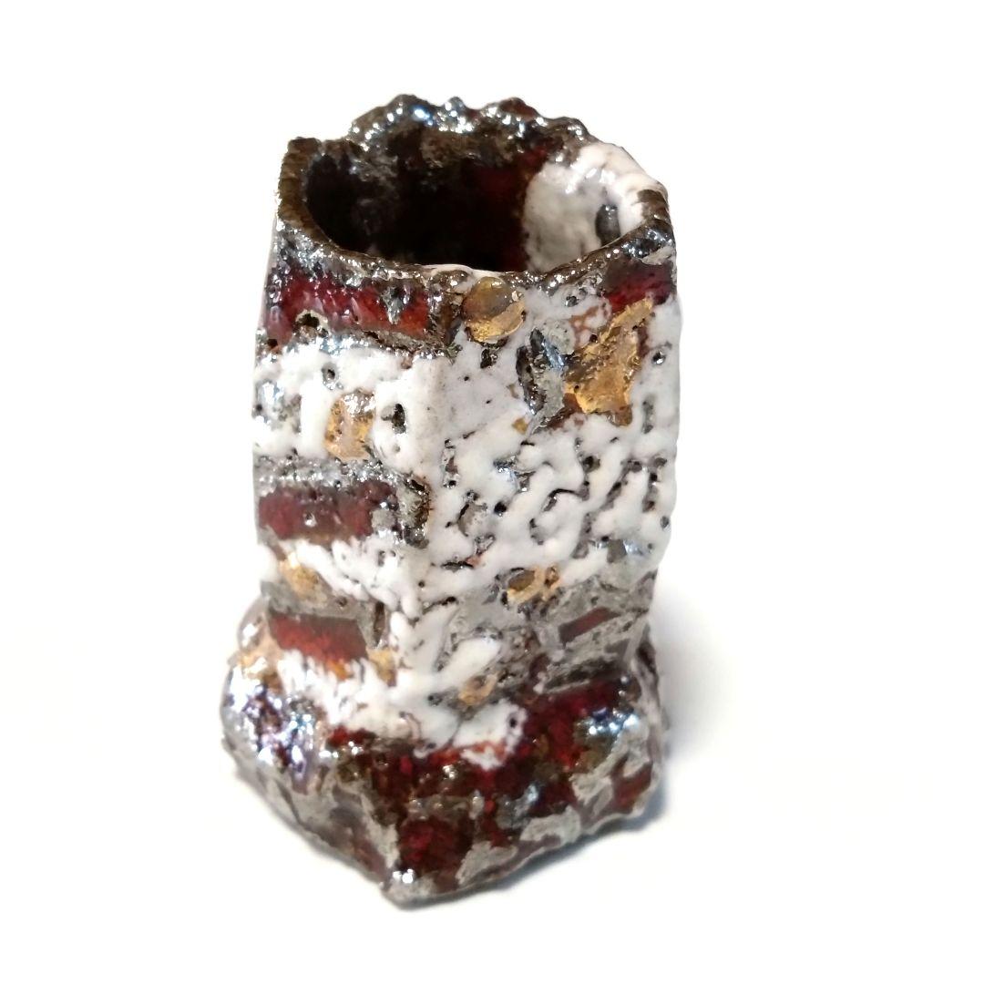 市川透　迦具土　ぐい呑　共箱　赤金銀彩　未使用