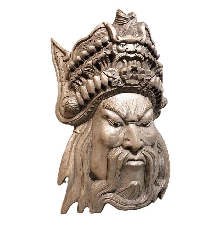 【 木彫面関羽 】　古玩骨董　27ｃｍ