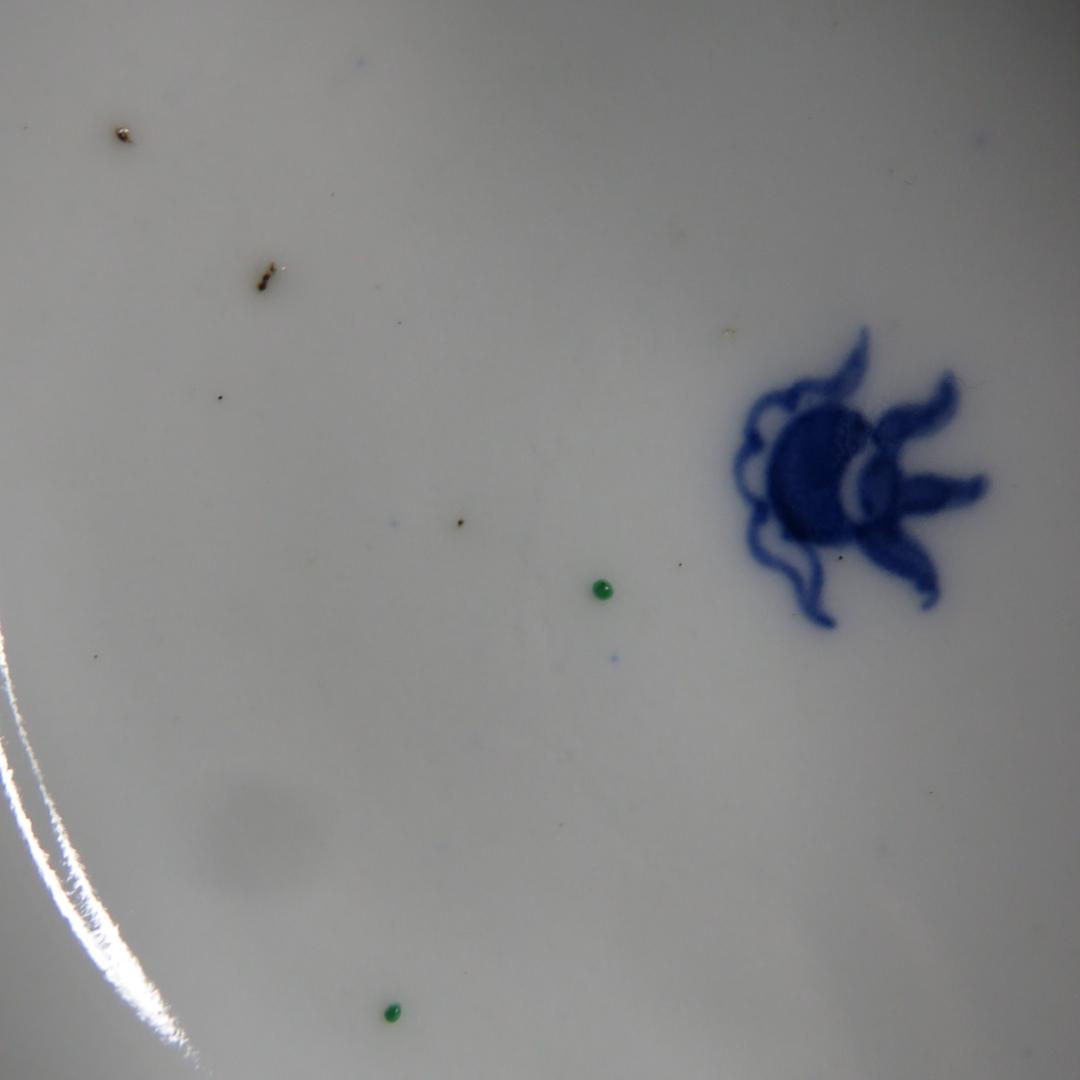 四角向付 5客 草花文様 染付 色絵付 明治 大正 蔵出し