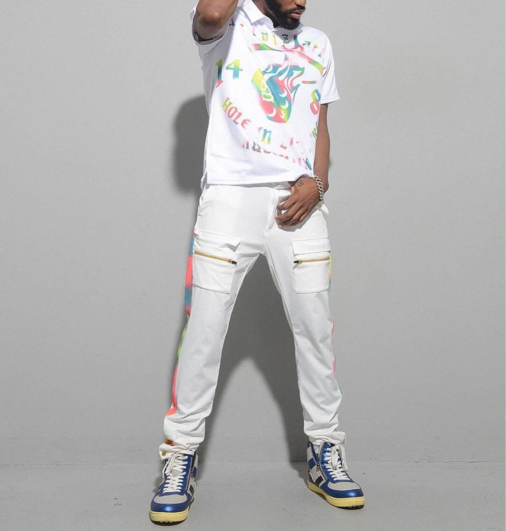 ラッセルノ ゴルフ ストレッチ スキニー カーゴ ロングパンツ ホワイト L 5