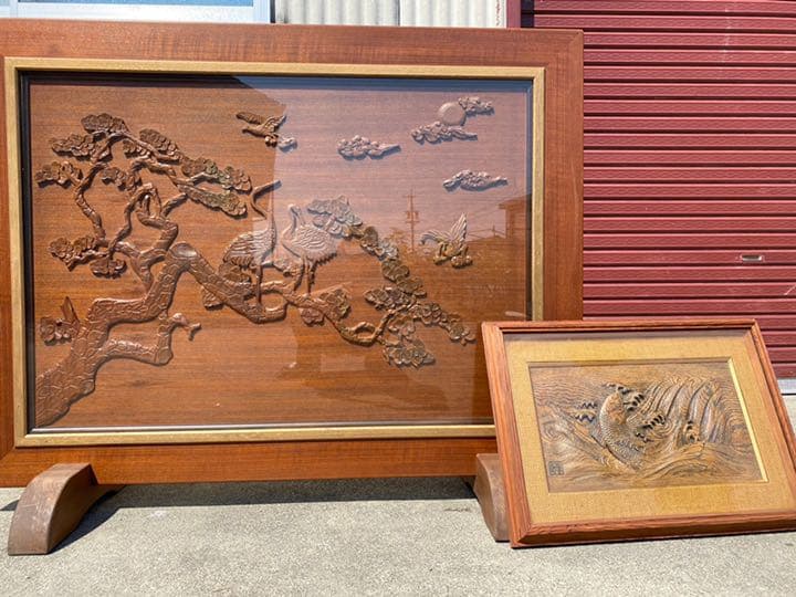木彫り　衝立　額縁