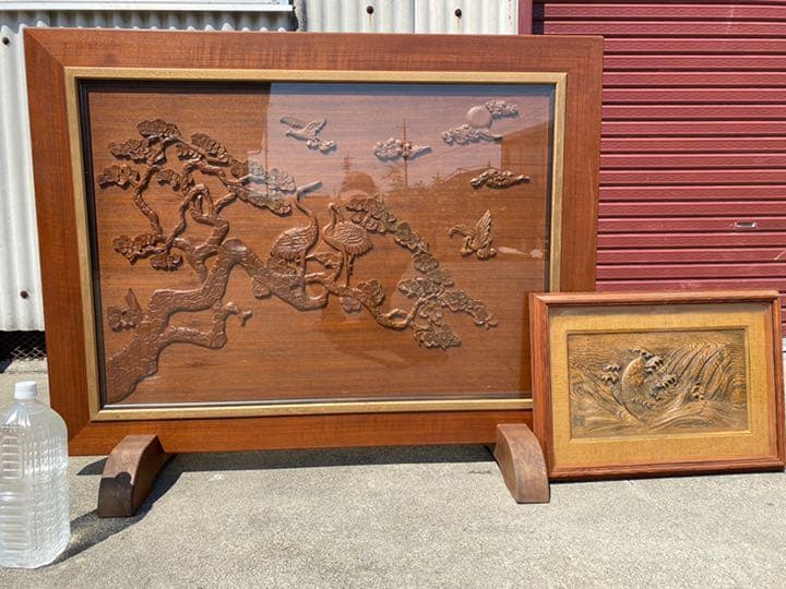 木彫り　衝立　額縁