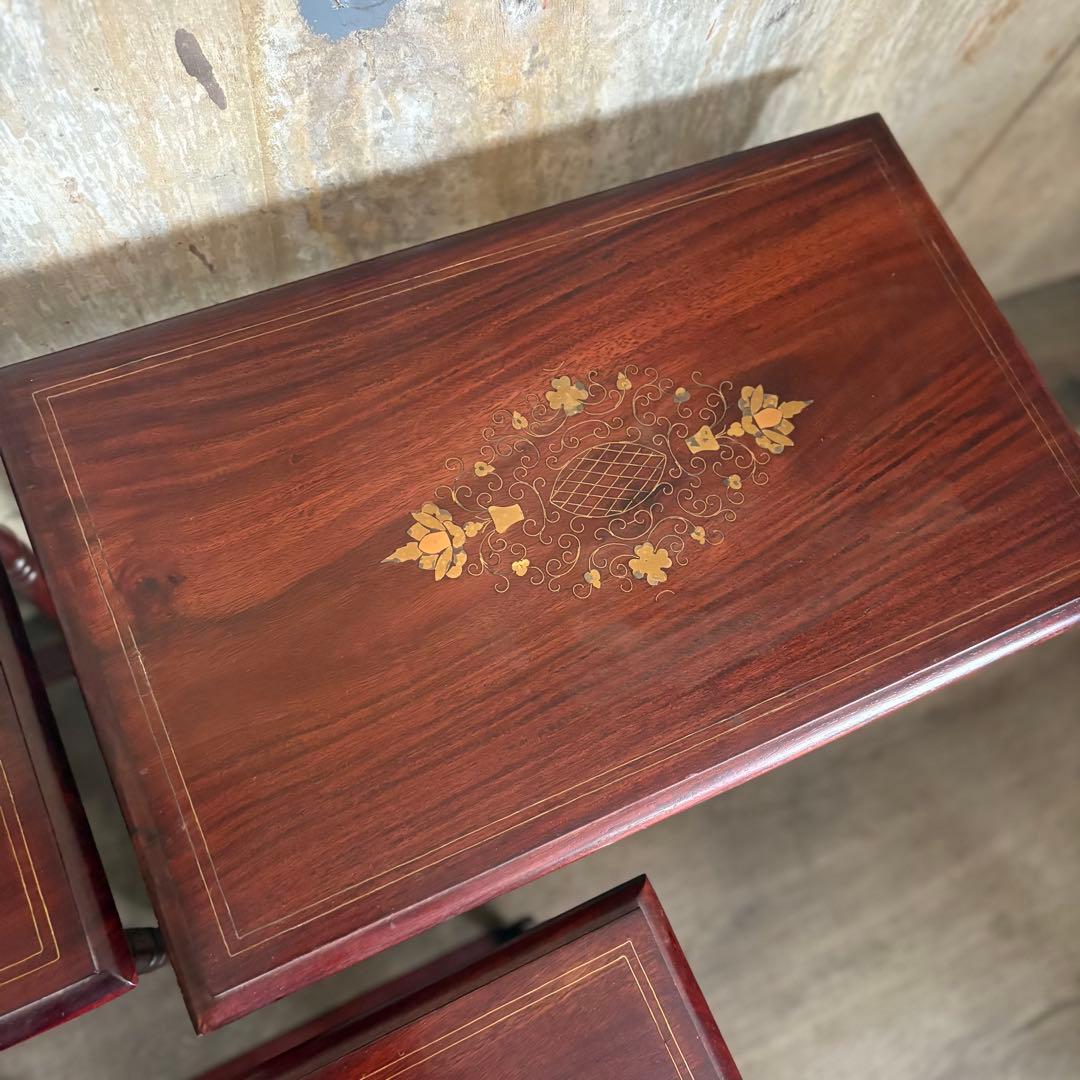 金工象嵌　ネストテーブル　ヴィンテージ　ローズウッド